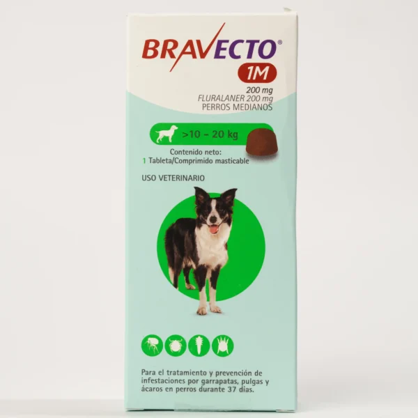 Bravecto 1M - Tableta de 200 mg - Para perros de 10 a 20 kg