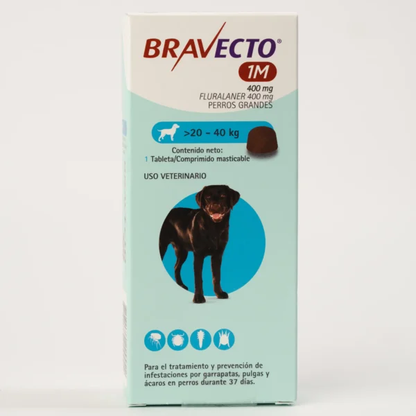 Bravecto 1M - Tableta de 400 mg - Para perros de 20 a 40 kg