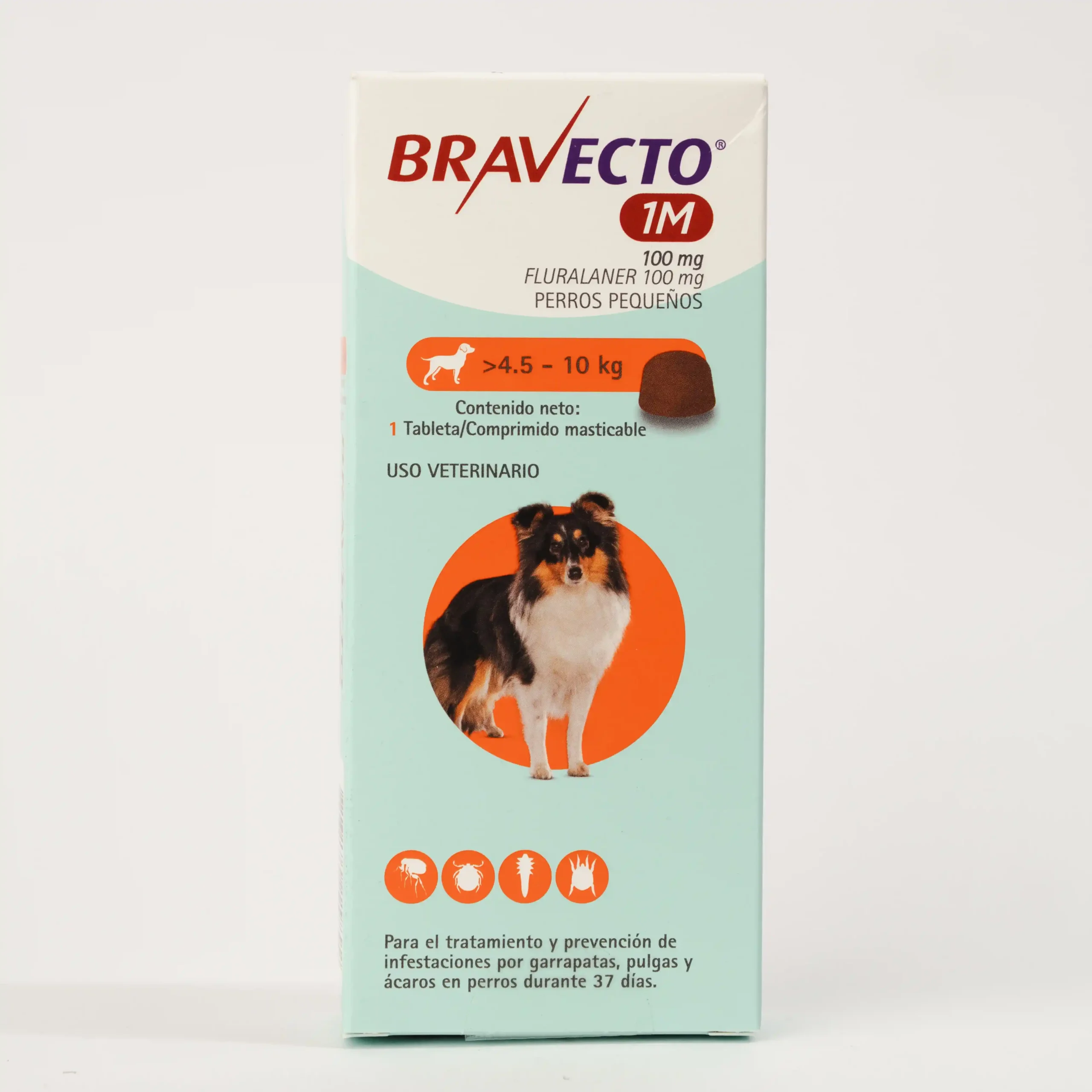 Bravecto 1M - Tableta de 100 mg - Para perros de 4,5 a 10 kg