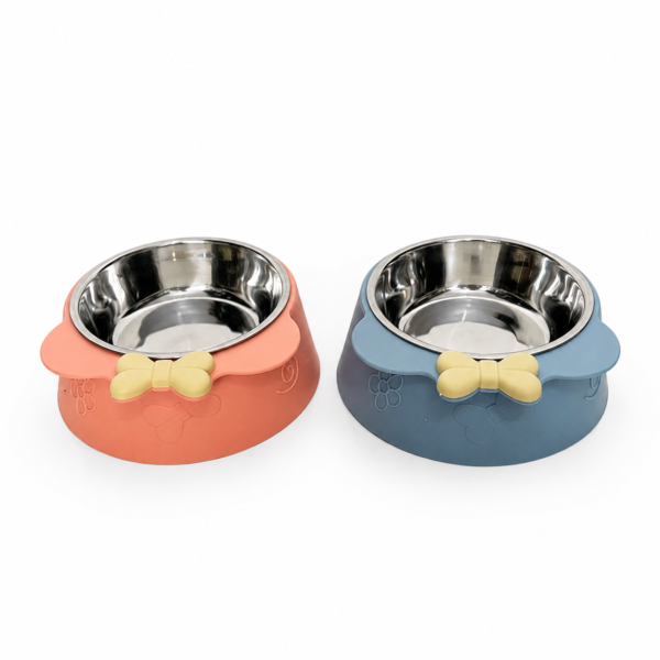 Comedero individual de doble uso, con plato en acero