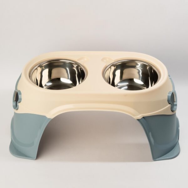 Comedero alto con platos en acero inoxidable